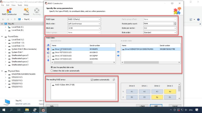 Add RAID properties manually