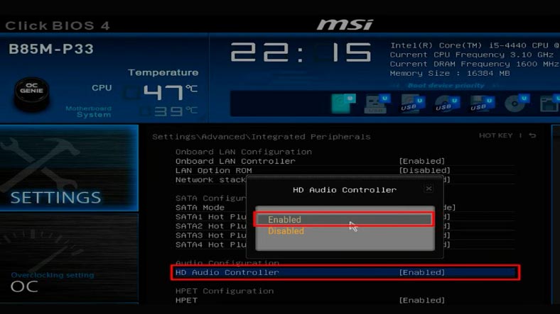 Enable the mike in the BIOS settings