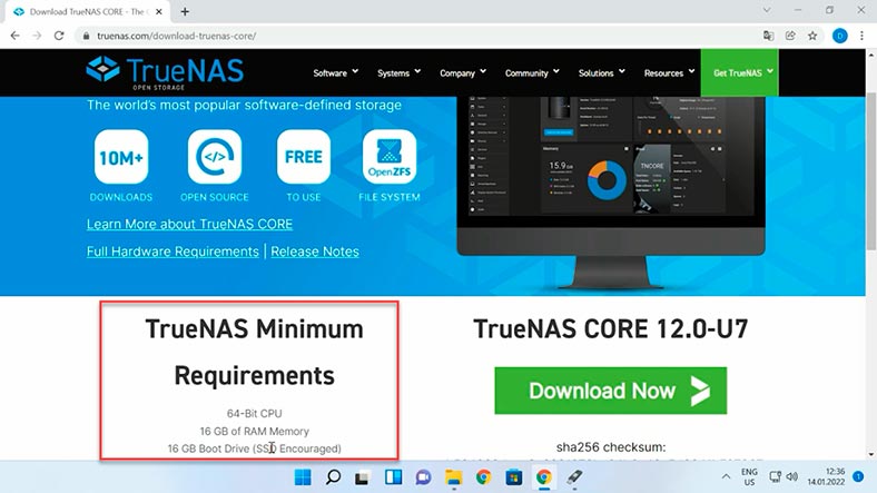 TrueNAS minimum system requirements