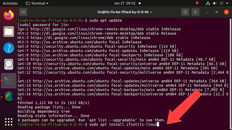 sudo apt install zfsutils-linux
