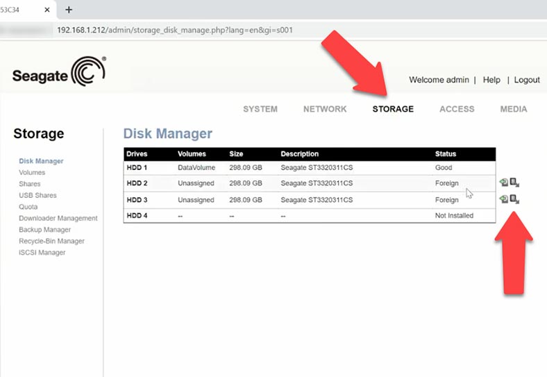 Initialize foreign disks