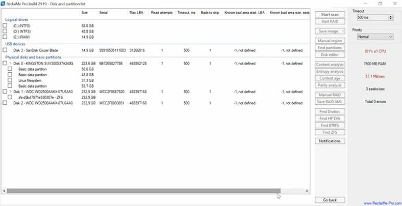 Scanning connected drives