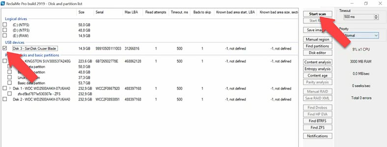 Analyser le disque avec Reclaime