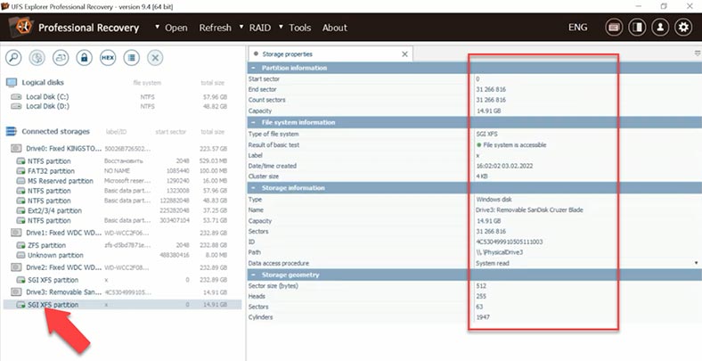 definicja mediów UFS Explorer