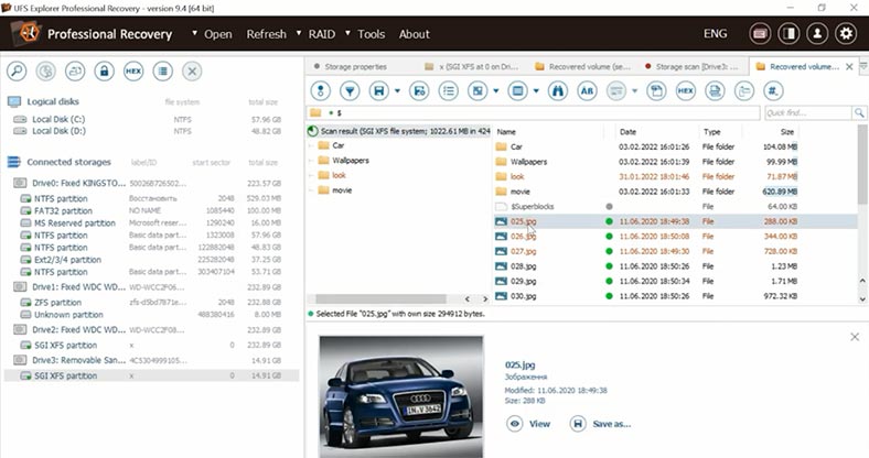 Pré-visualizar ficheiros eliminados do UFS Explorer