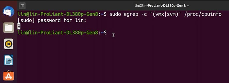 Check if CPU supports hardware virtualization