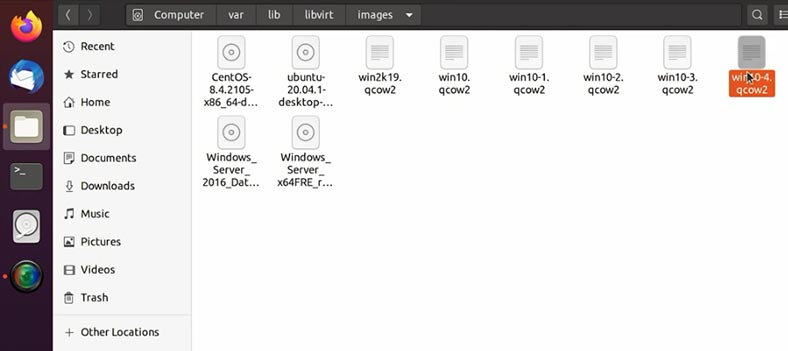 List of virtual machine files in Linux