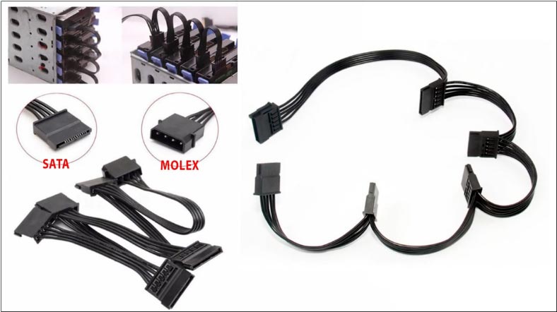  Splitter, MOLEX-Anschlussadapter für 5 Anschlüsse