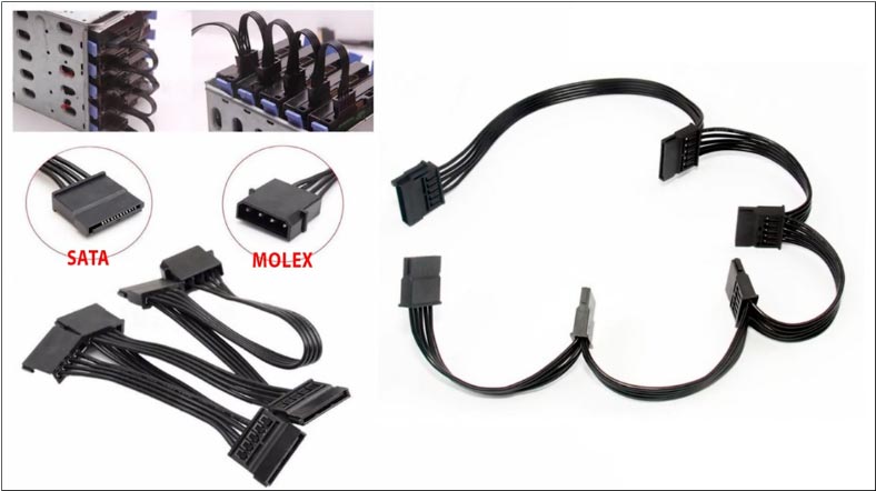 MOLEX splitter and adapter for 5 ports