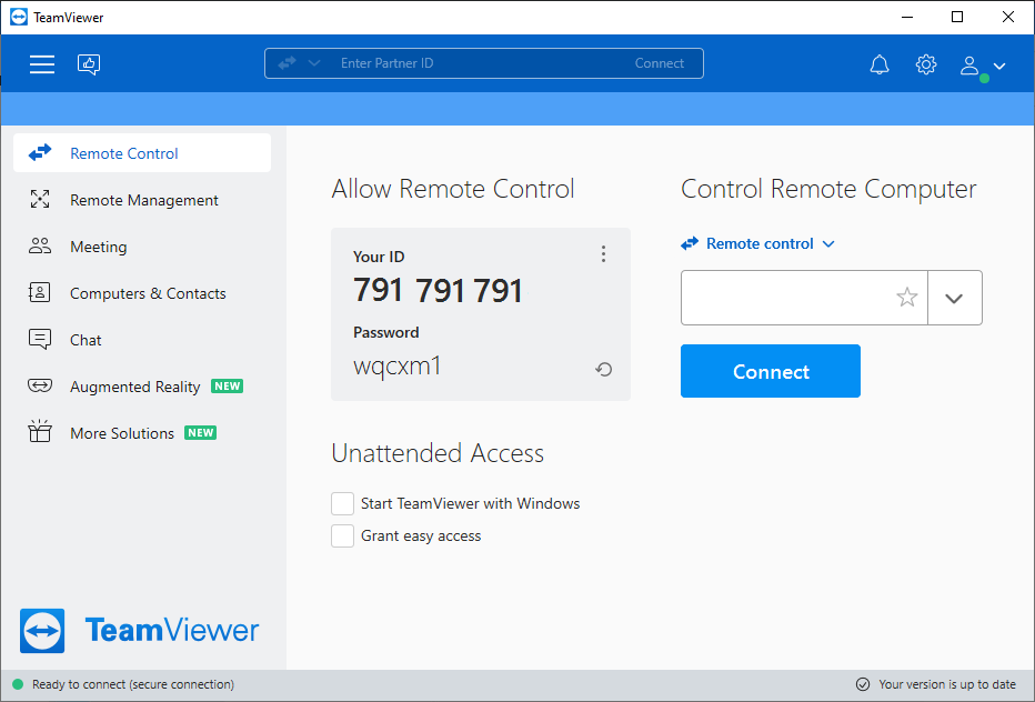 TeamViewer software configuration