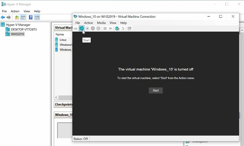 Start the virtual machine