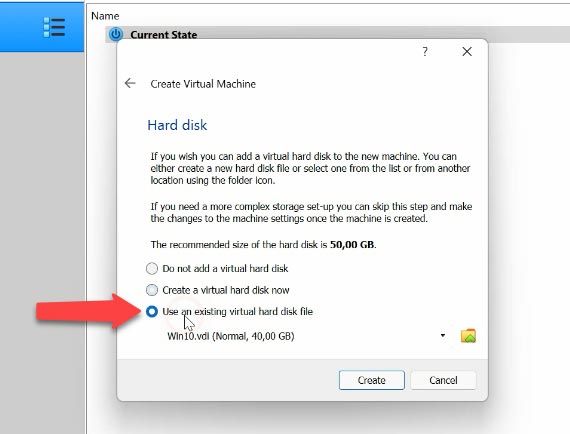 Використати існуючий віртуальний диск