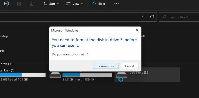 You need to format the disk in drive before you can use it