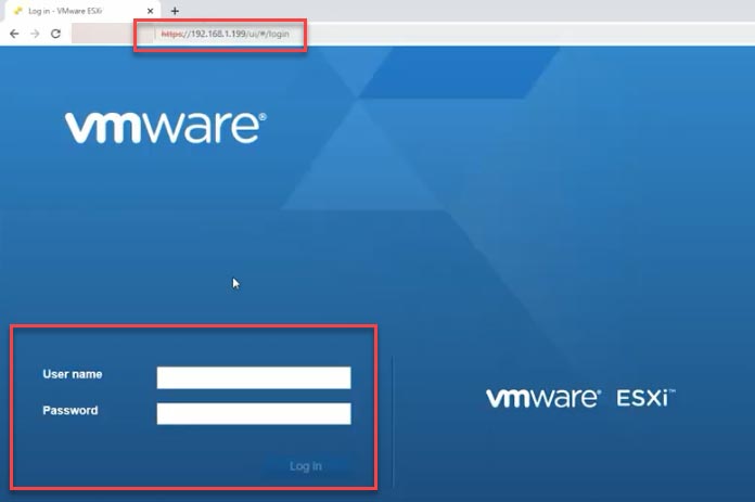 Connectez-vous au serveur VMware