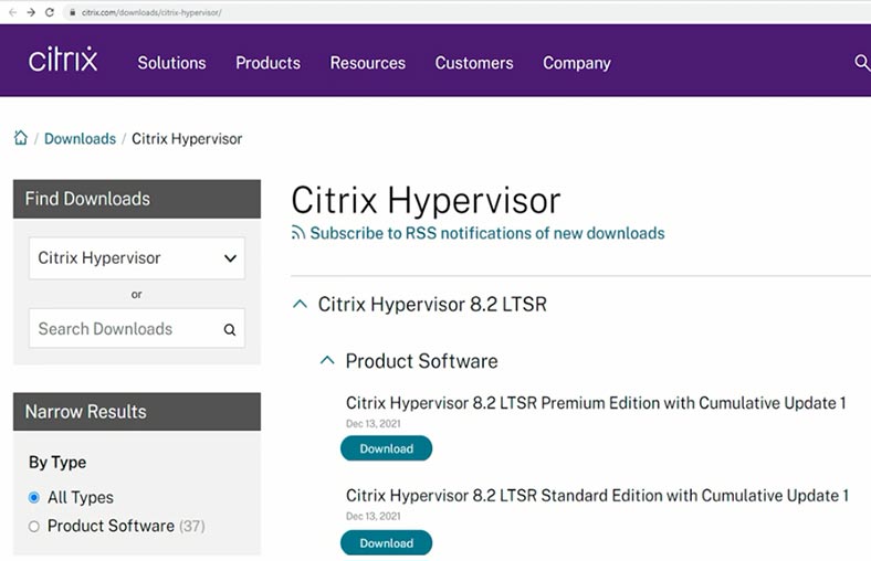 Herunterladen von CitrixHypervisorXenServer