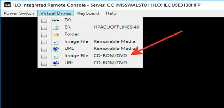 Instalar la imagen ISO en el servidor a través de la consola de administración remota