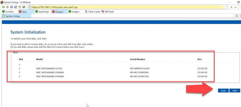 Initialisation du disque