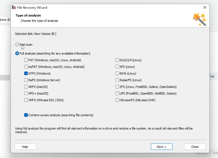 Hetman Partition Recovery, vollständige Analyse