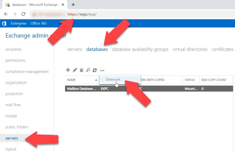 Servidores - Bases de datos - Desmontar