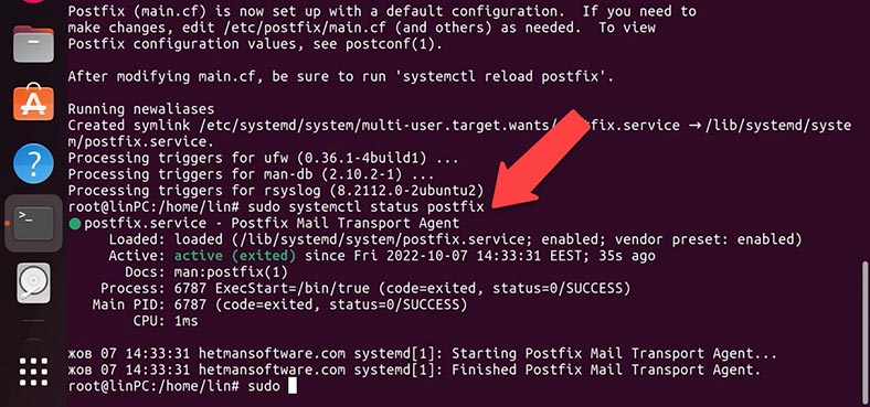 Verifique a versão do Postfix e o status do serviço