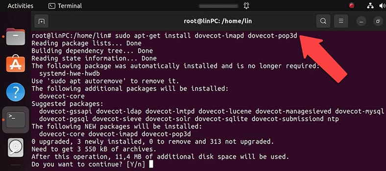 Install Dovecot service