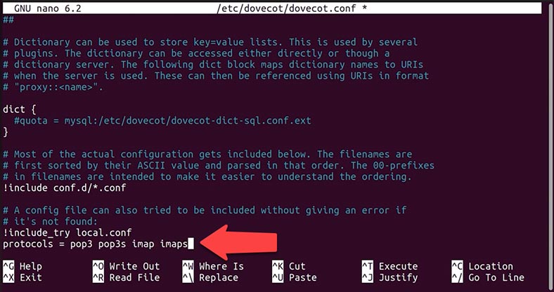 Add to the configuration - pop3 pop3s imap imaps