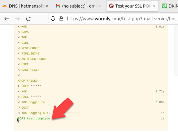 Add to the configuration pop3 pop3s imap imaps