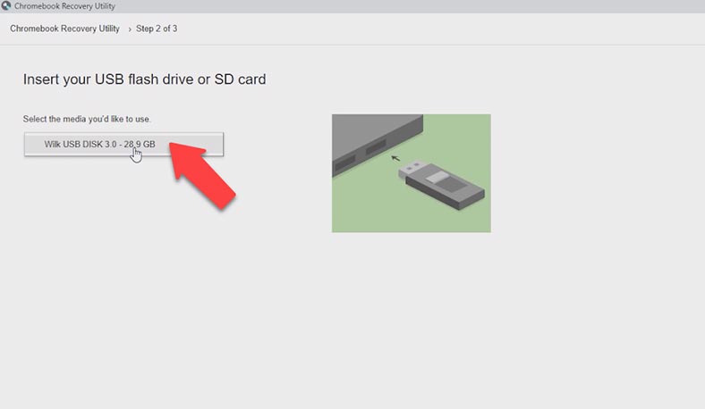 Seleção de mídia - unidade USB