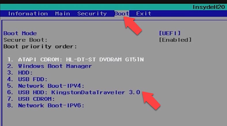 Меню BIOS Boot priority