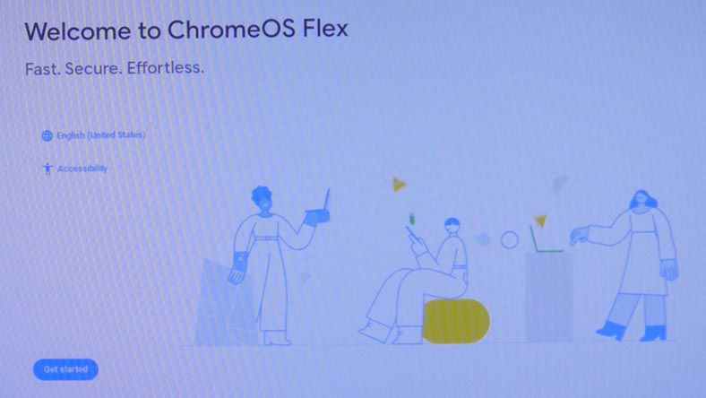 Ventana de bienvenida de ChromeOS Flex