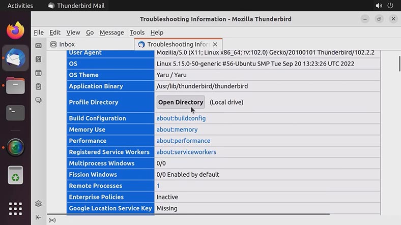 Menu - Help - Troubleshooting Information - Profile Directory