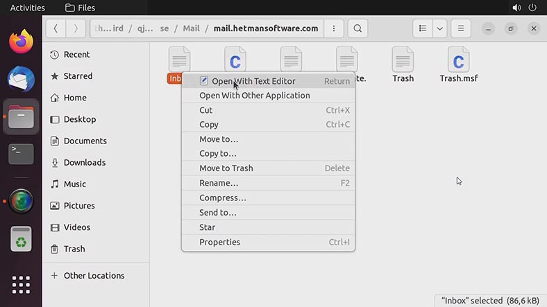 Файл inbox, відкрити в текстовому редакторі