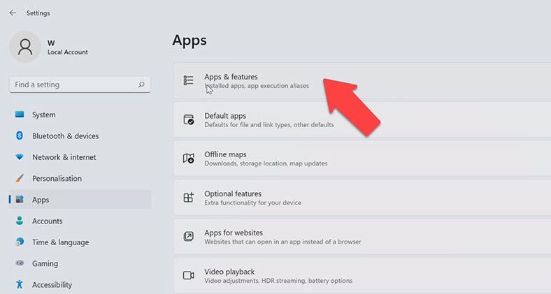 Start - Settings - Apps - Apps & features