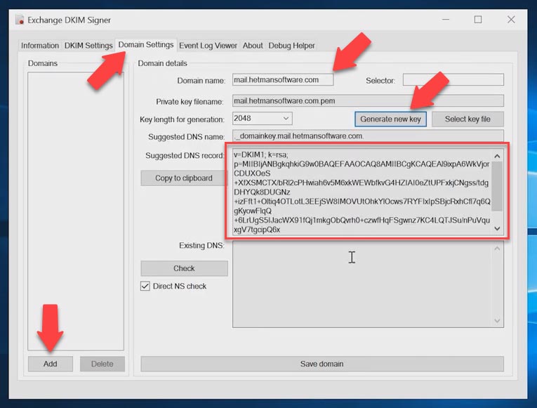 Configurações DKIM Domain Settings