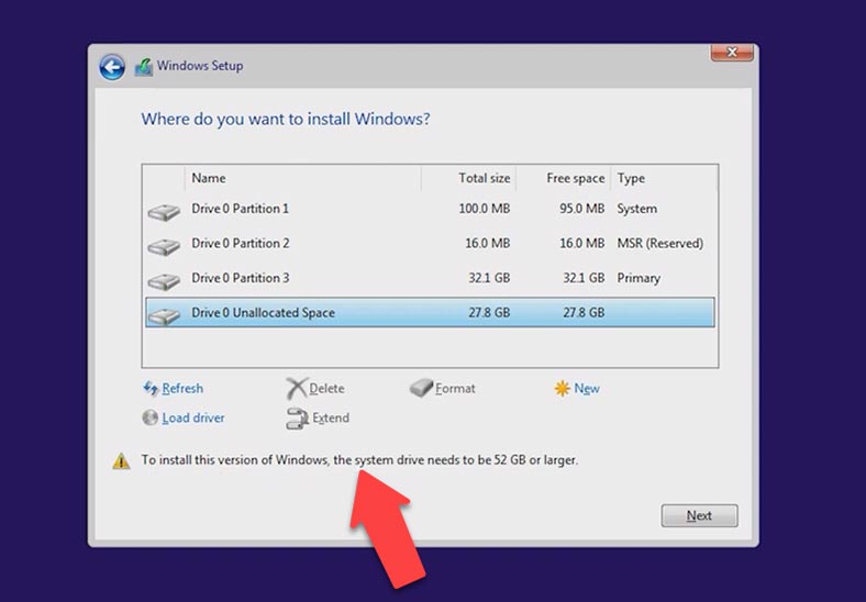 Windows 11 requiere al menos 64 GB de espacio libre en disco