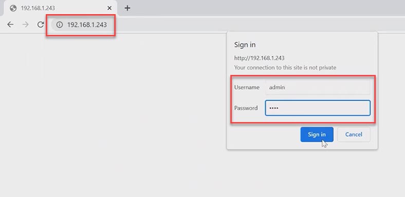 Log in to NAS administration panel