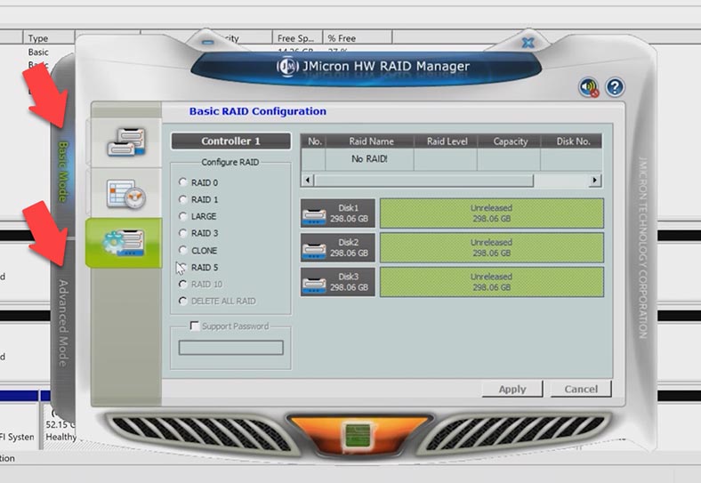 أداة JMicron HW RAID Manager