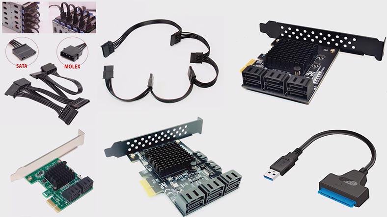 SATA adapters and expansion cards