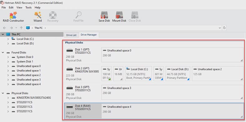 O programa não conseguiu coletar o RAID automaticamente