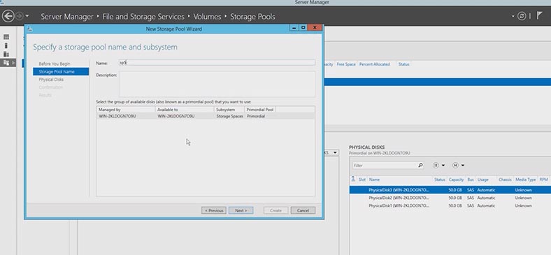 Criar RAID 5 com Windows Storage Pool