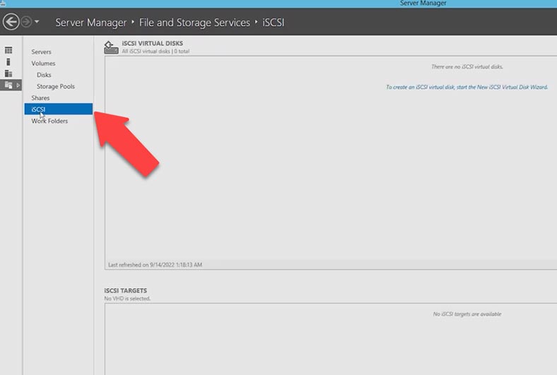 Configure access to the server is by establishing an iSCSI connection