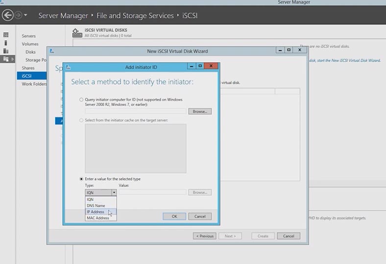 Select the servers that can get access to iSCSI disk