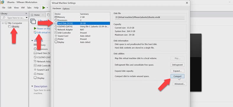 Compacting VMware dynamic disk