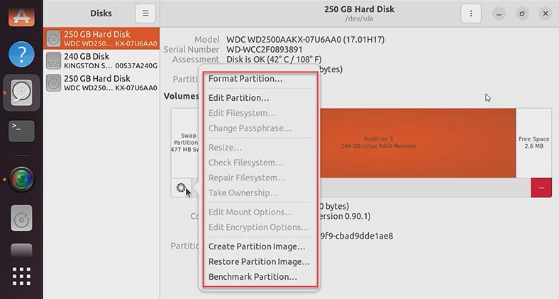 Linux n'a pas réussi à identifier le volume