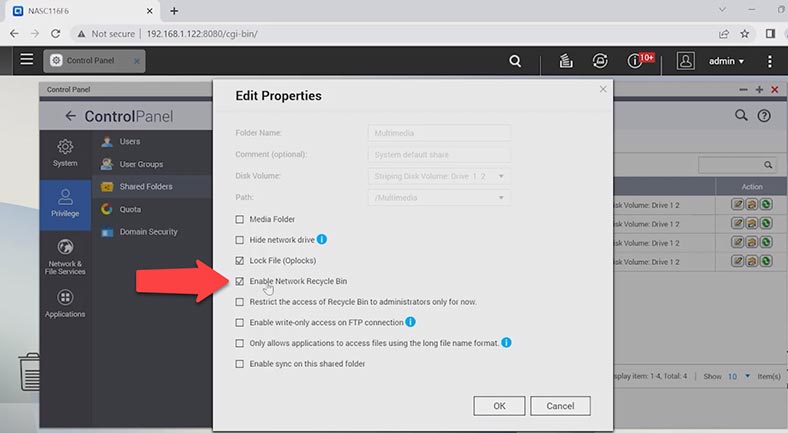 Enable Network Recycle Bin