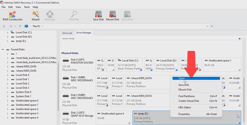 إسترداد البيانات من قرص iSCSI في +QNAP NAS TS-219P