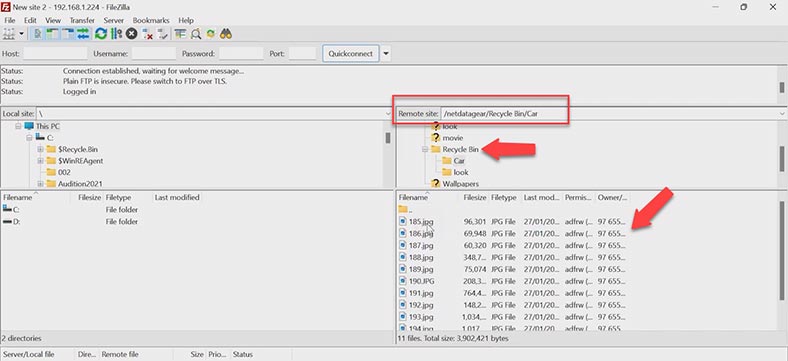 Récupération des données du dossier Corbeille sur Netgear ReadyNAS Duo RND2000