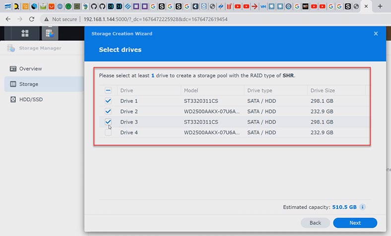 Choosing hard disks for the volume