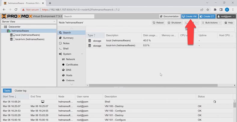 Crear una nueva máquina virtual Proxmox