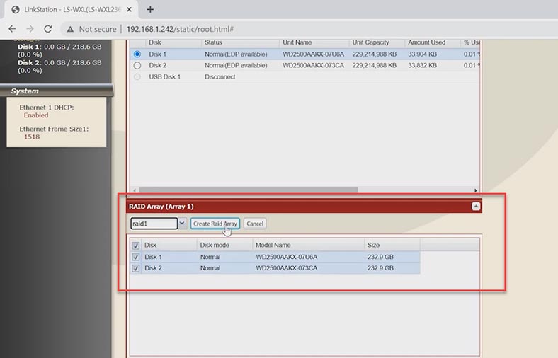 Create RAID Array on Buffalo LS-WXL236